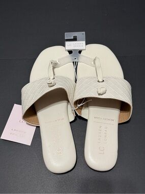 LC Lauren Conrad Quilted Cream Slide Mules